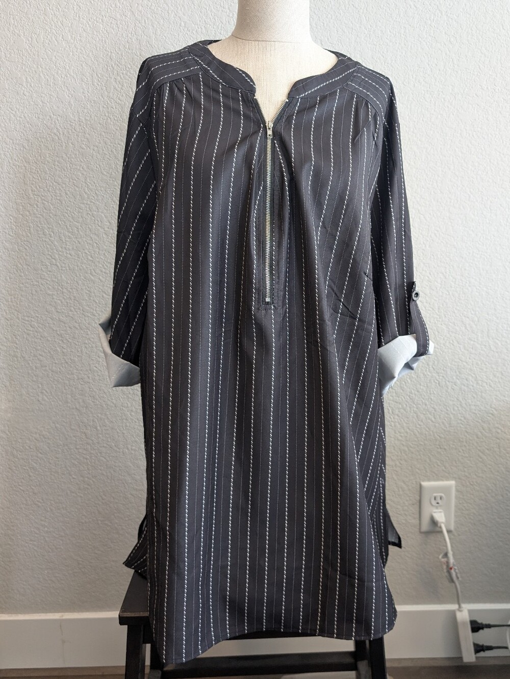 BloomChic Black and White Pinstripe Tunic